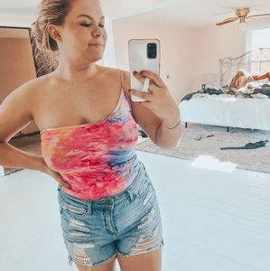 Tie dye one shoulder top
